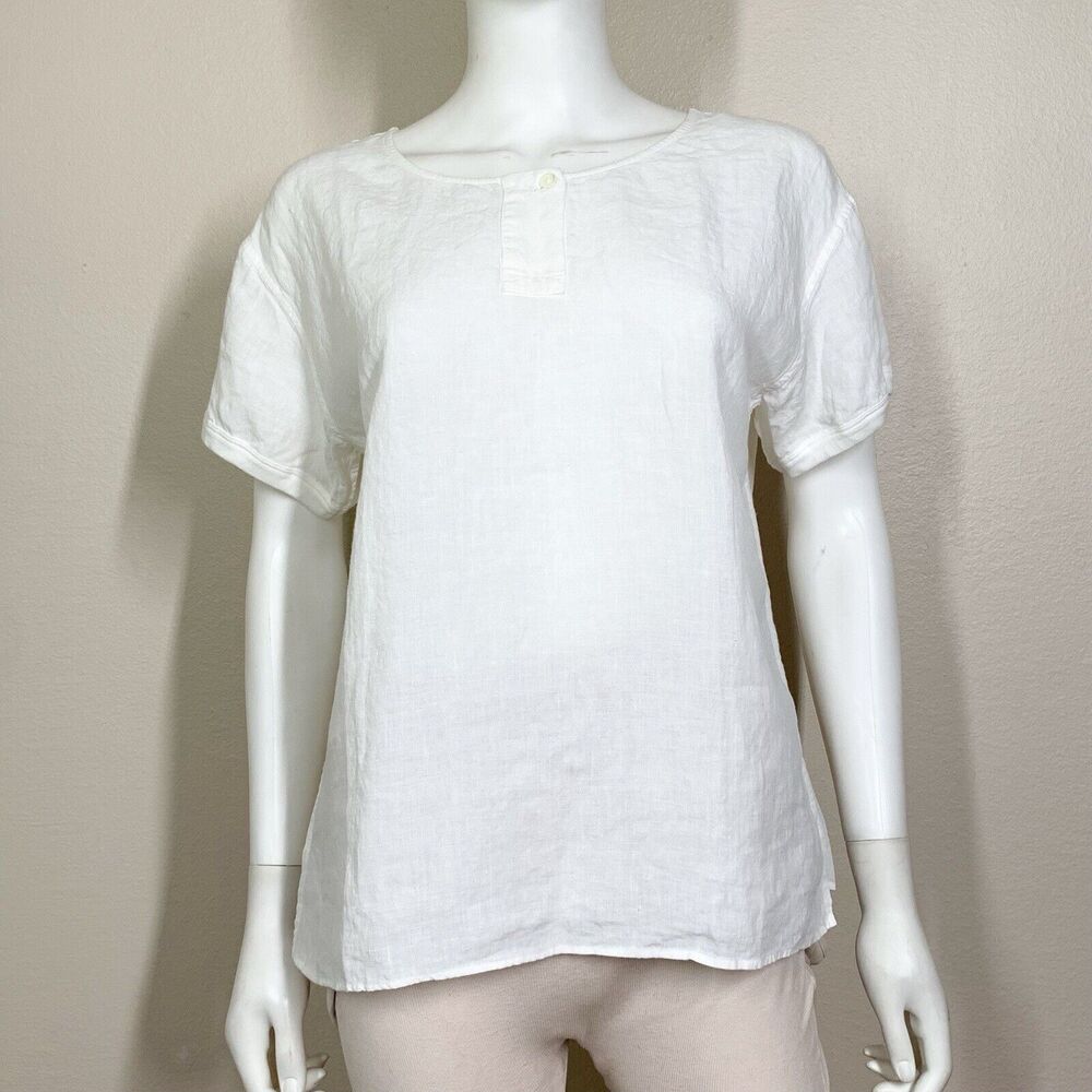 Margaret Howell Linen Shirt Short Sleeve Top Blouse White One Size Japan Size F